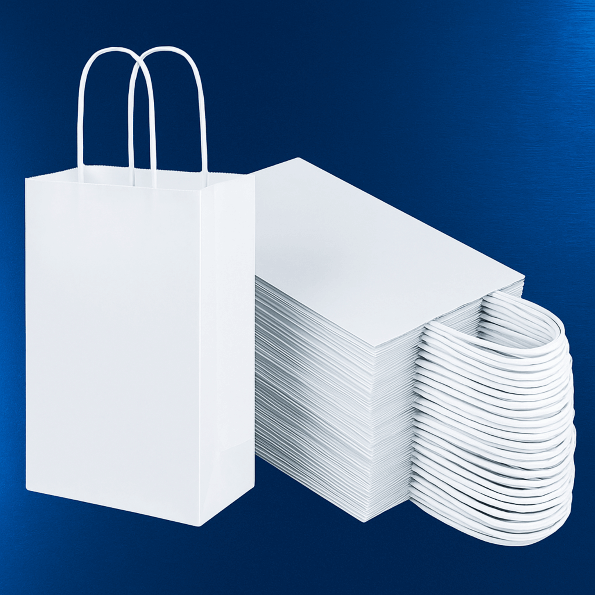 Pack de 10 Bolsas de Papel Kraft Blanco – 15 × 8 × 21 cm
