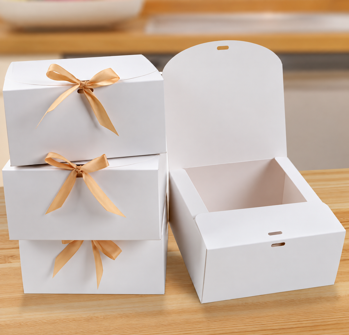 Pack de 5 cajas blancas con lazo