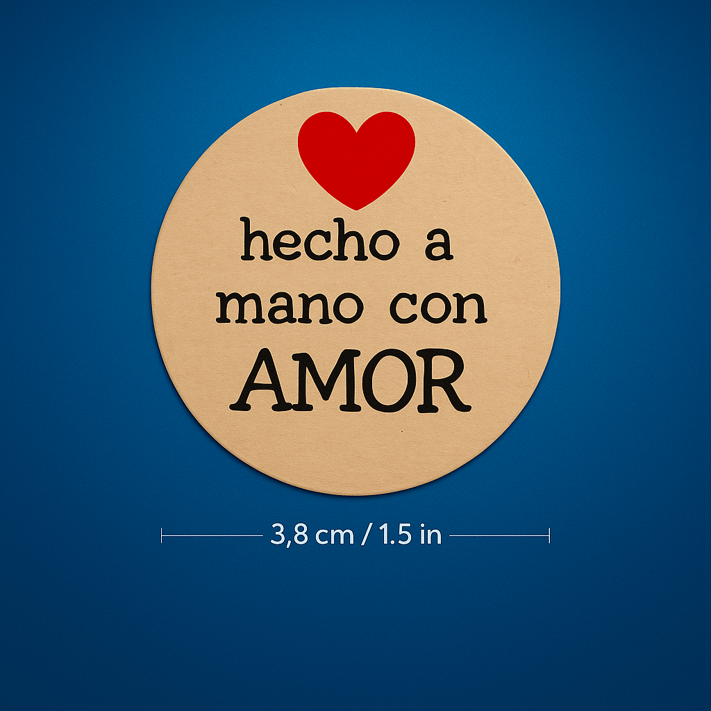 Pegatinas “Hecho a mano con amor” – Pack de 60 unidades