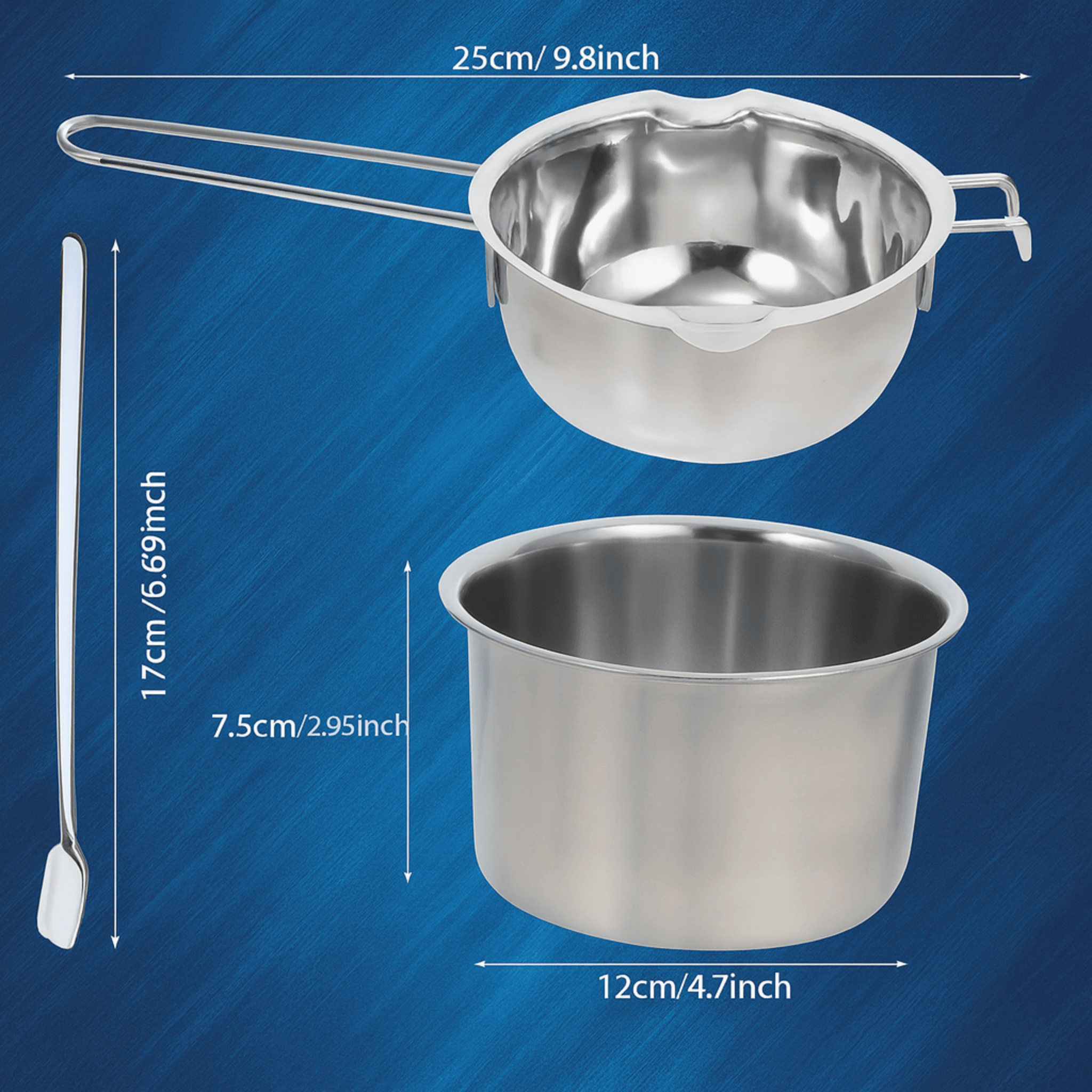 Kit de fusión artesanal de acero inoxidable – Doble Cazo 400 ml + Espátula