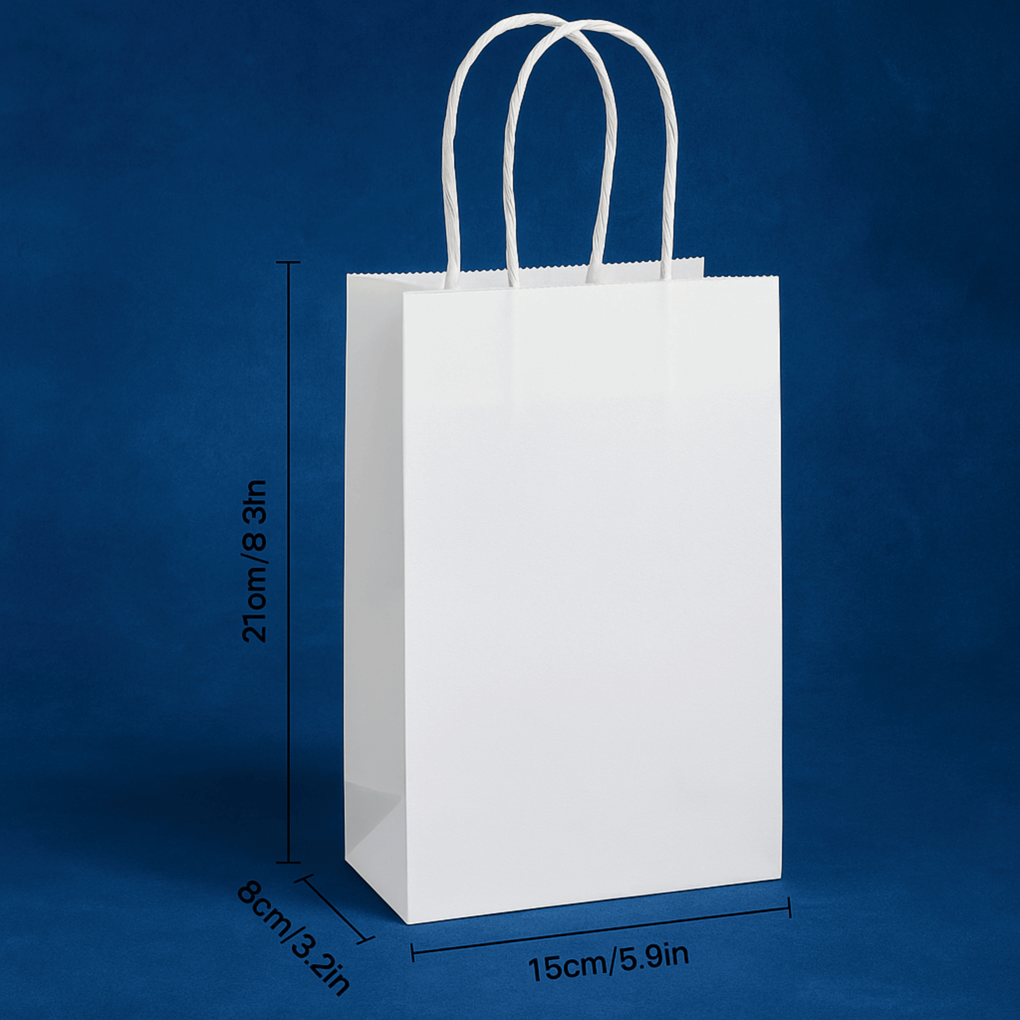 Pack de 10 Bolsas de Papel Kraft Blanco – 15 × 8 × 21 cm